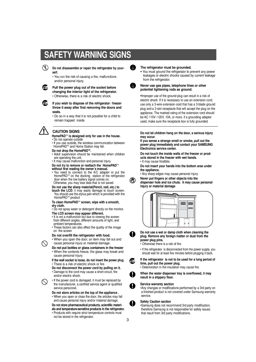 Samsung RH2777AT/XAA manual To clean HomePADTM screen, wipe with a smooth, dry cloth 