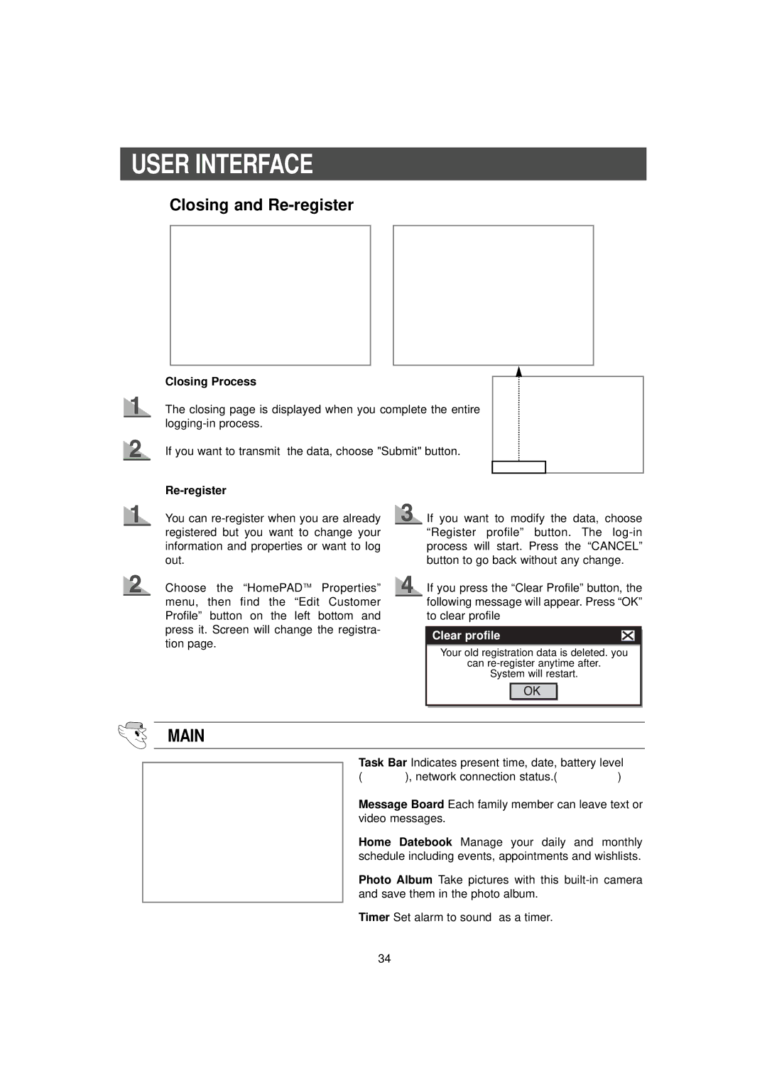 Samsung RH2777AT/XAA manual Main, Closing Process, Re-register 