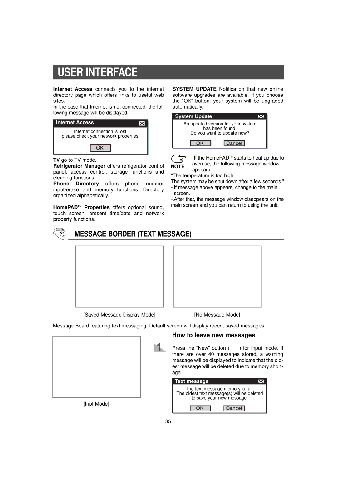 Samsung RH2777AT/XAA manual Message Border Text Message, How to leave new messages 