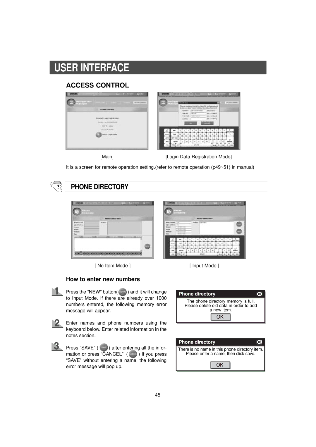 Samsung RH2777AT/XAA manual Phone Directory, How to enter new numbers, No Item Mode 