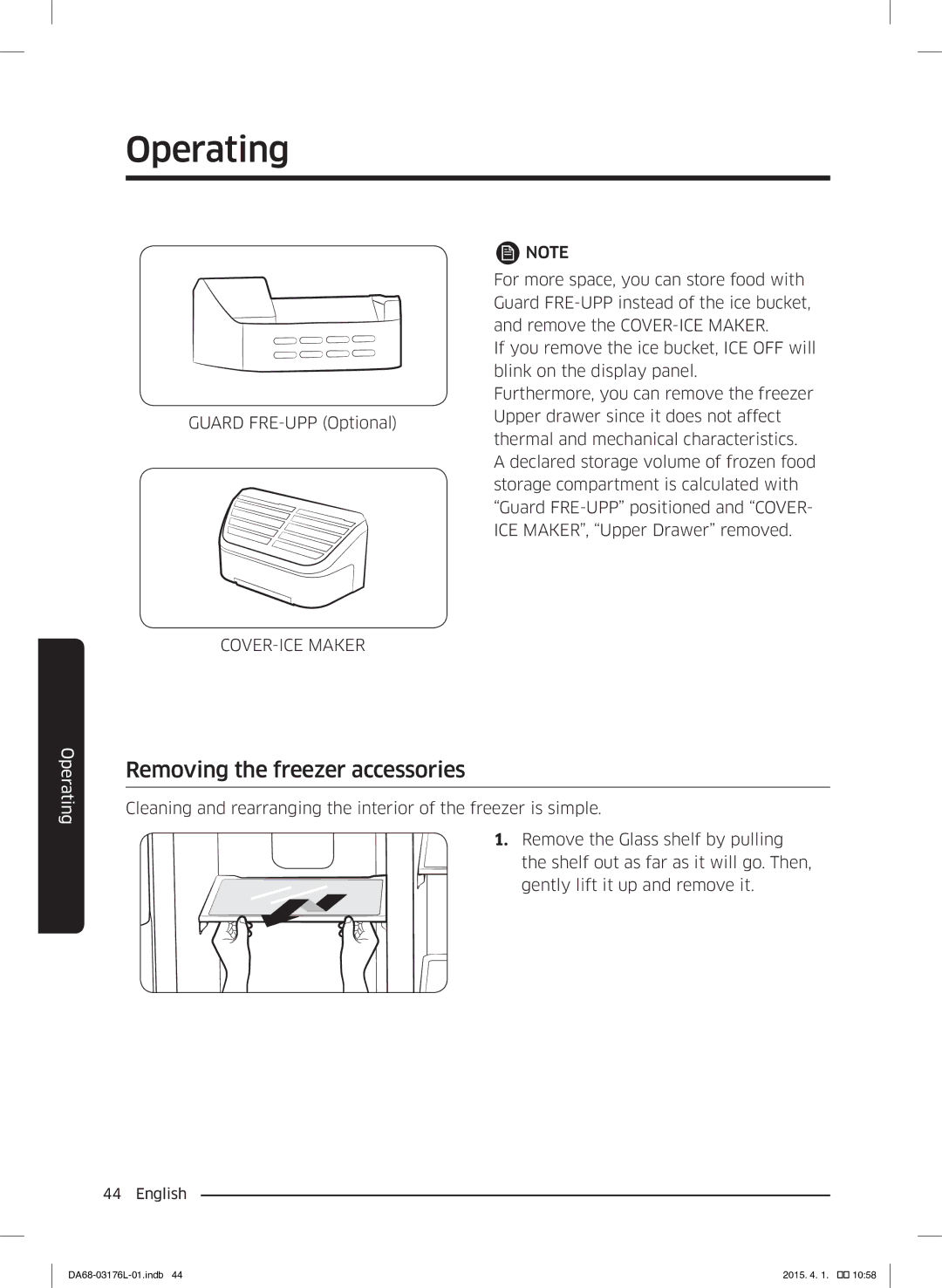 Samsung RH56J6917SL/EF manual Removing the freezer accessories, COVER-ICE Maker 