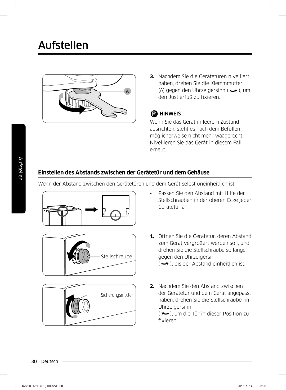 Samsung RH56J6917SL/TR, RH56J6918SL/EF manual Aufstellen 