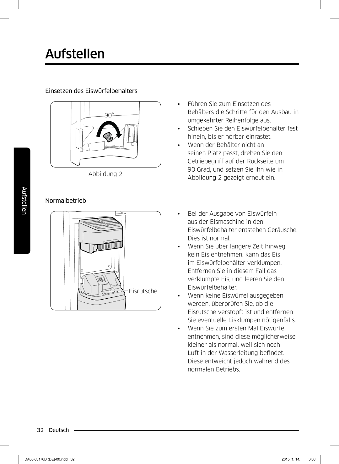 Samsung RH56J6917SL/TR, RH56J6918SL/EF manual Aufstellen 