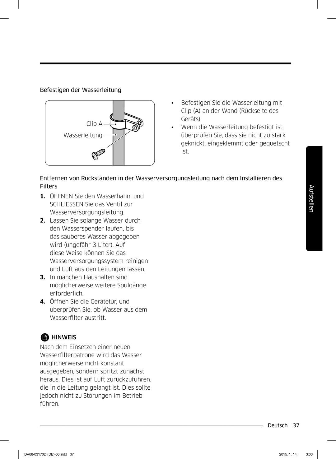 Samsung RH56J6918SL/EF, RH56J6917SL/TR manual Hinweis 