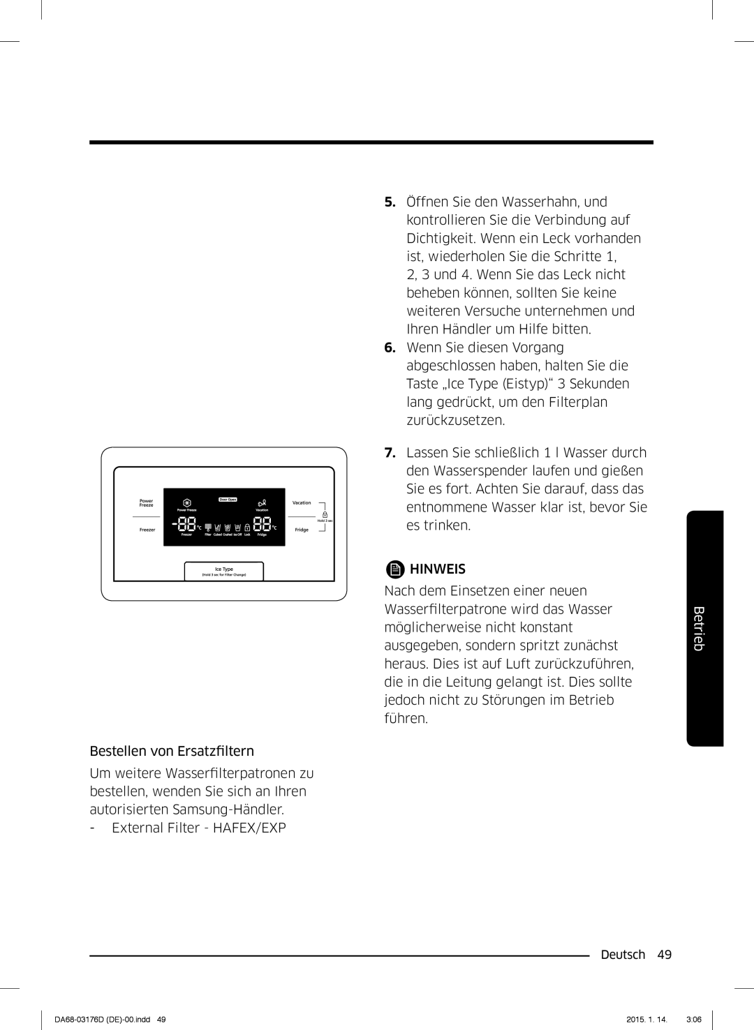 Samsung RH56J6918SL/EF, RH56J6917SL/TR manual Hinweis 