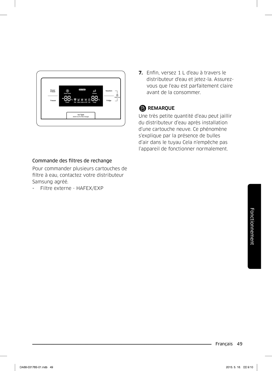 Samsung RH56J6917SL/ZA manual Remarque 