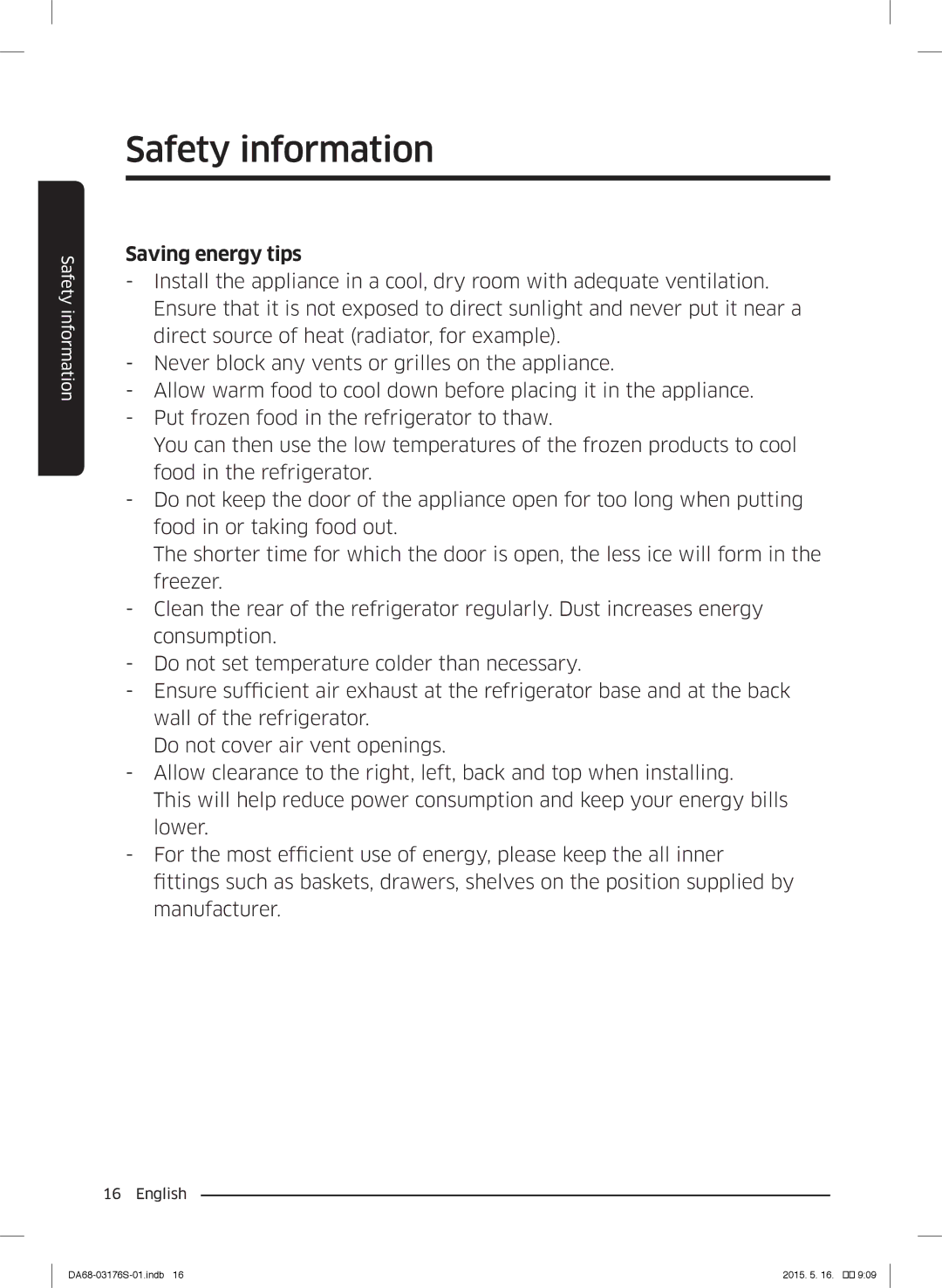 Samsung RH56J6917SL/ZA manual Saving energy tips 