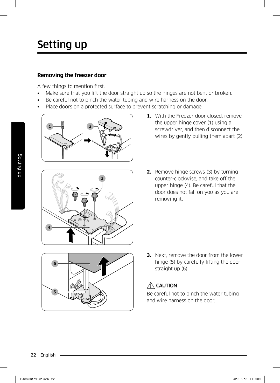 Samsung RH56J6917SL/ZA manual Removing the freezer door 