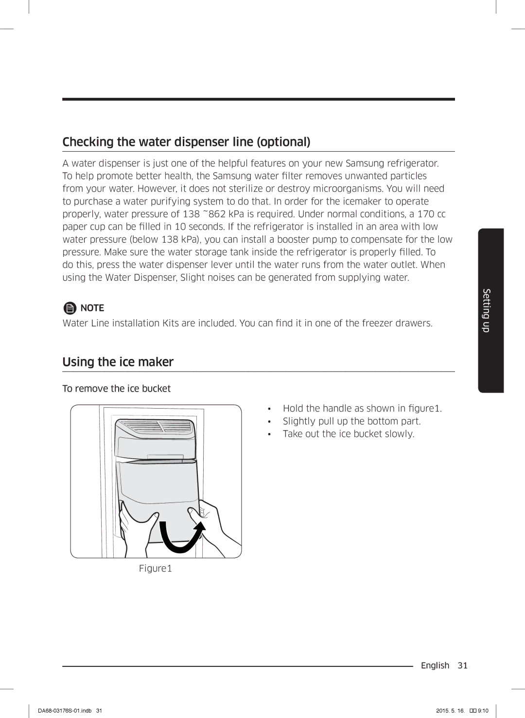 Samsung RH56J6917SL/ZA manual Checking the water dispenser line optional, Using the ice maker 