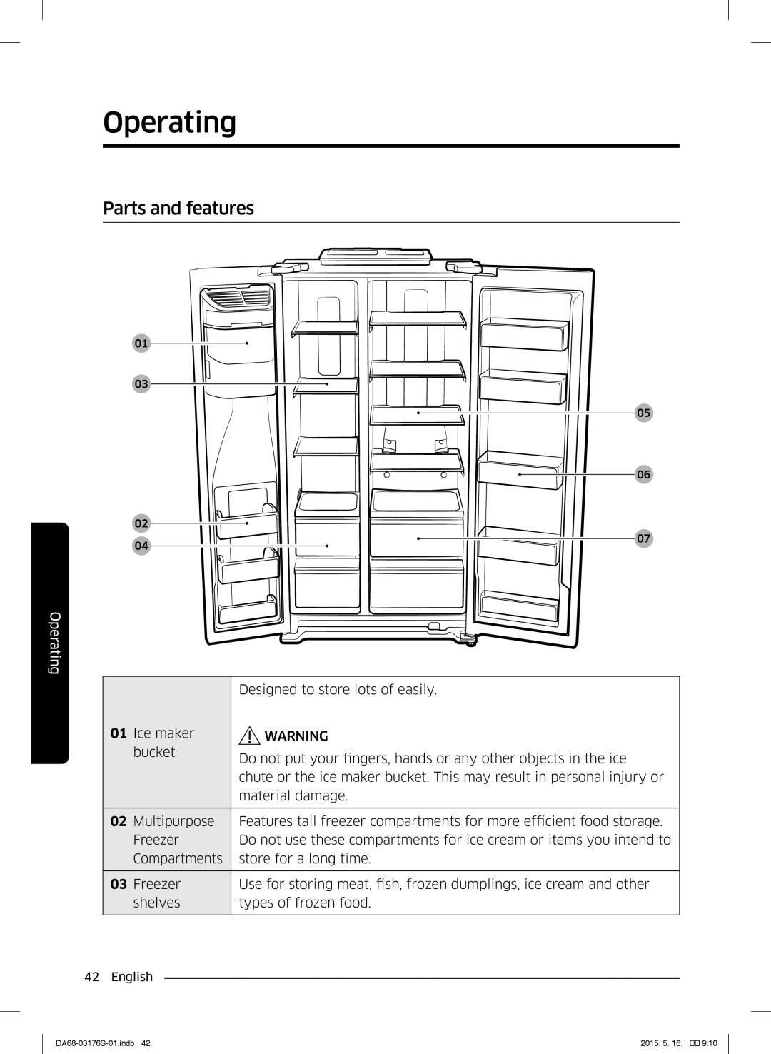 Samsung RH56J6917SL/ZA manual Parts and features 