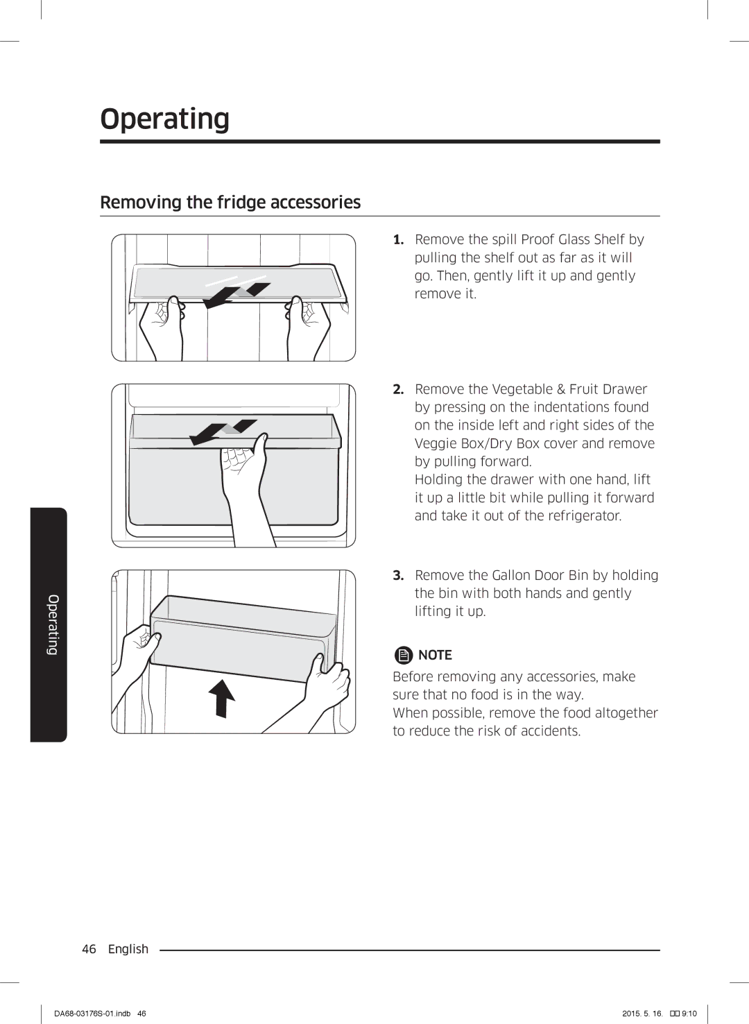 Samsung RH56J6917SL/ZA manual Removing the fridge accessories 