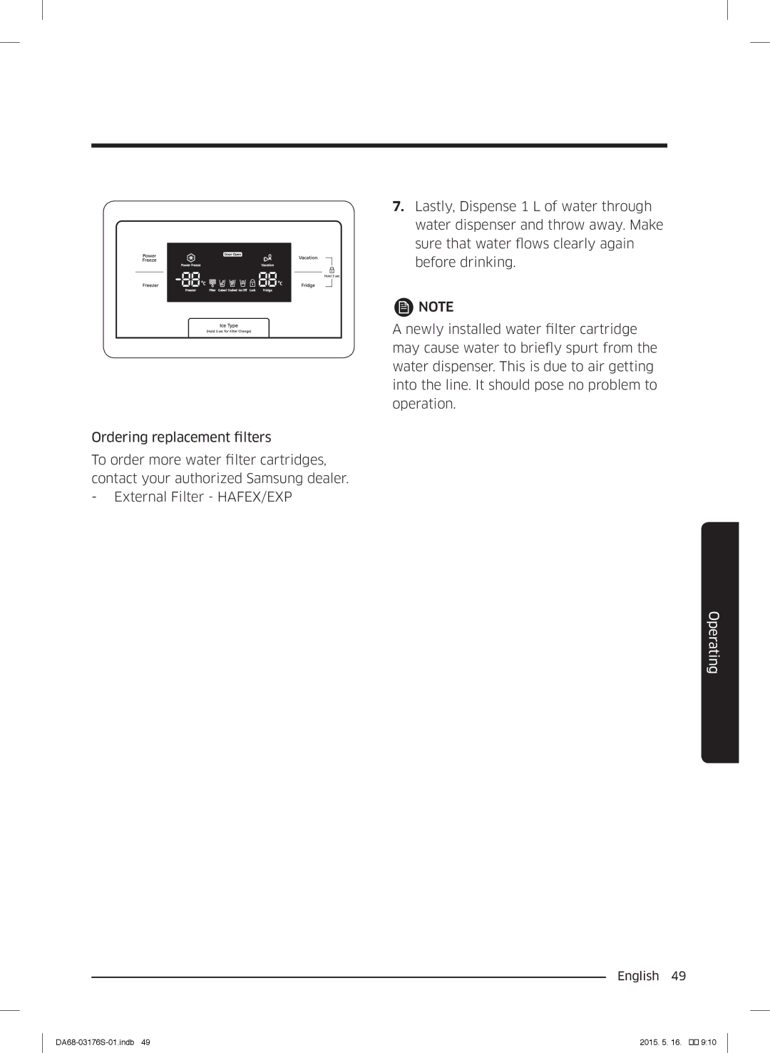 Samsung RH56J6917SL/ZA manual Operating 