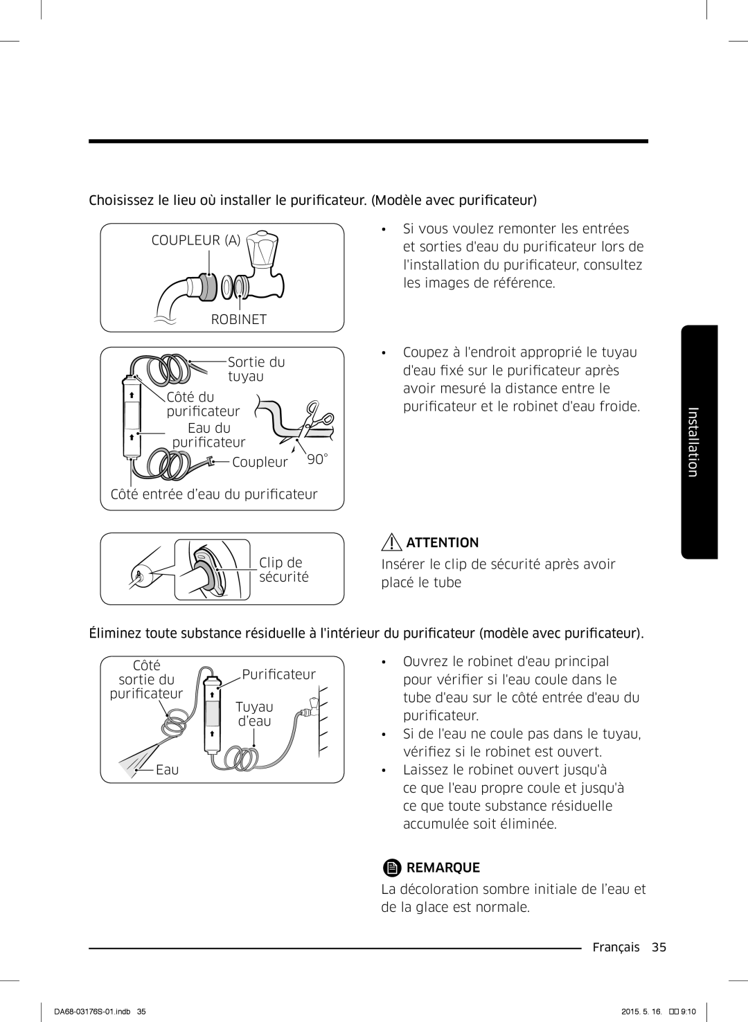 Samsung RH56J6917SL/ZA manual Coupleur a Robinet 