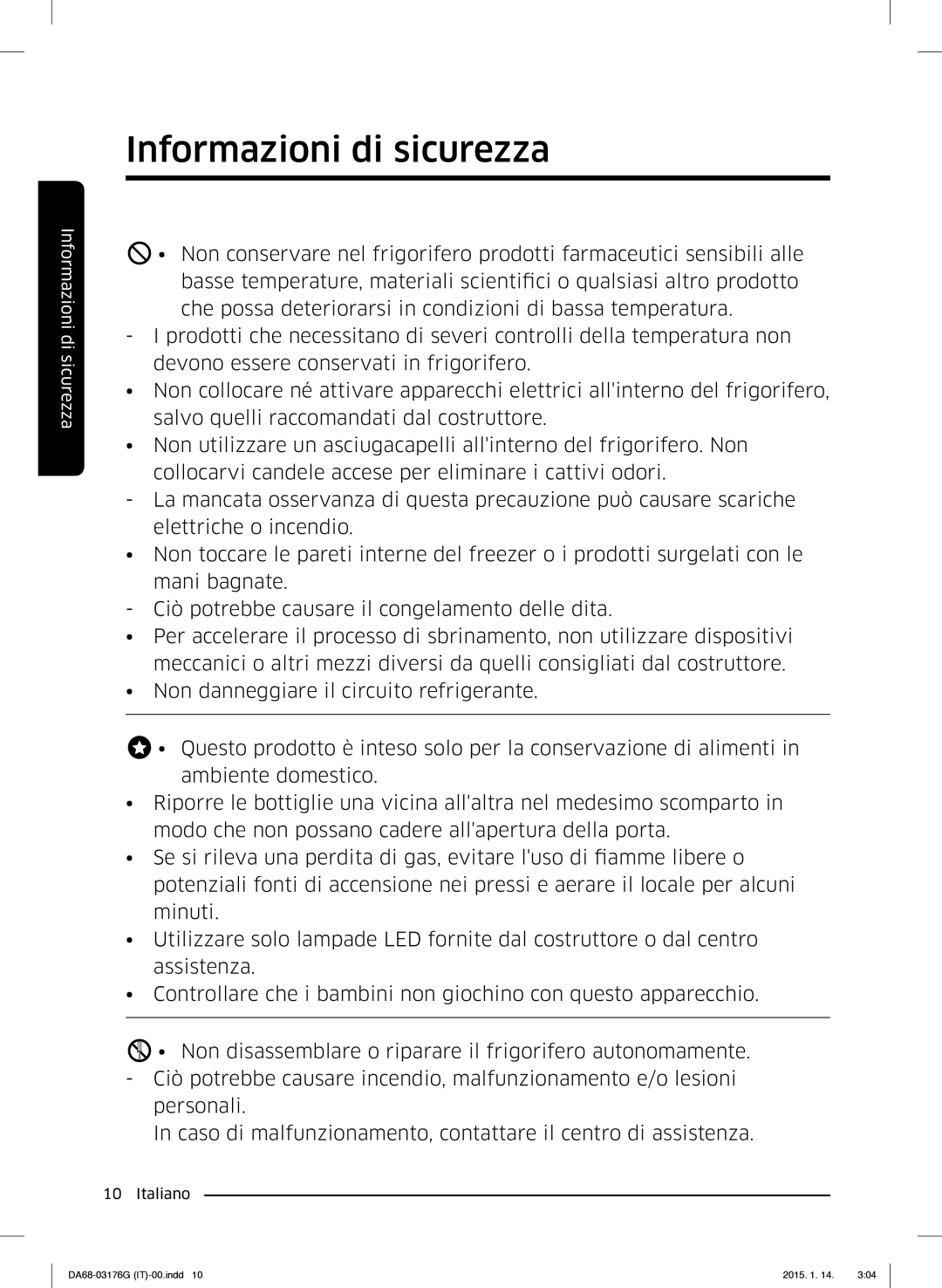 Samsung RH56J69187F/EF manual Informazioni di sicurezza 