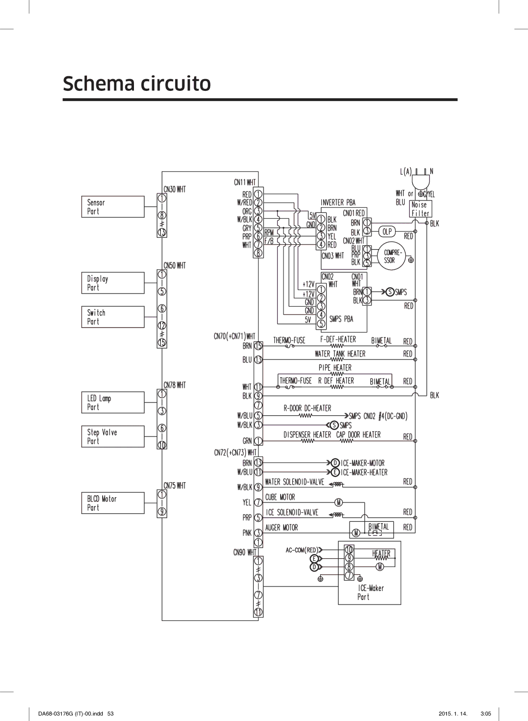 Samsung RH56J69187F/EF manual Schema circuito 