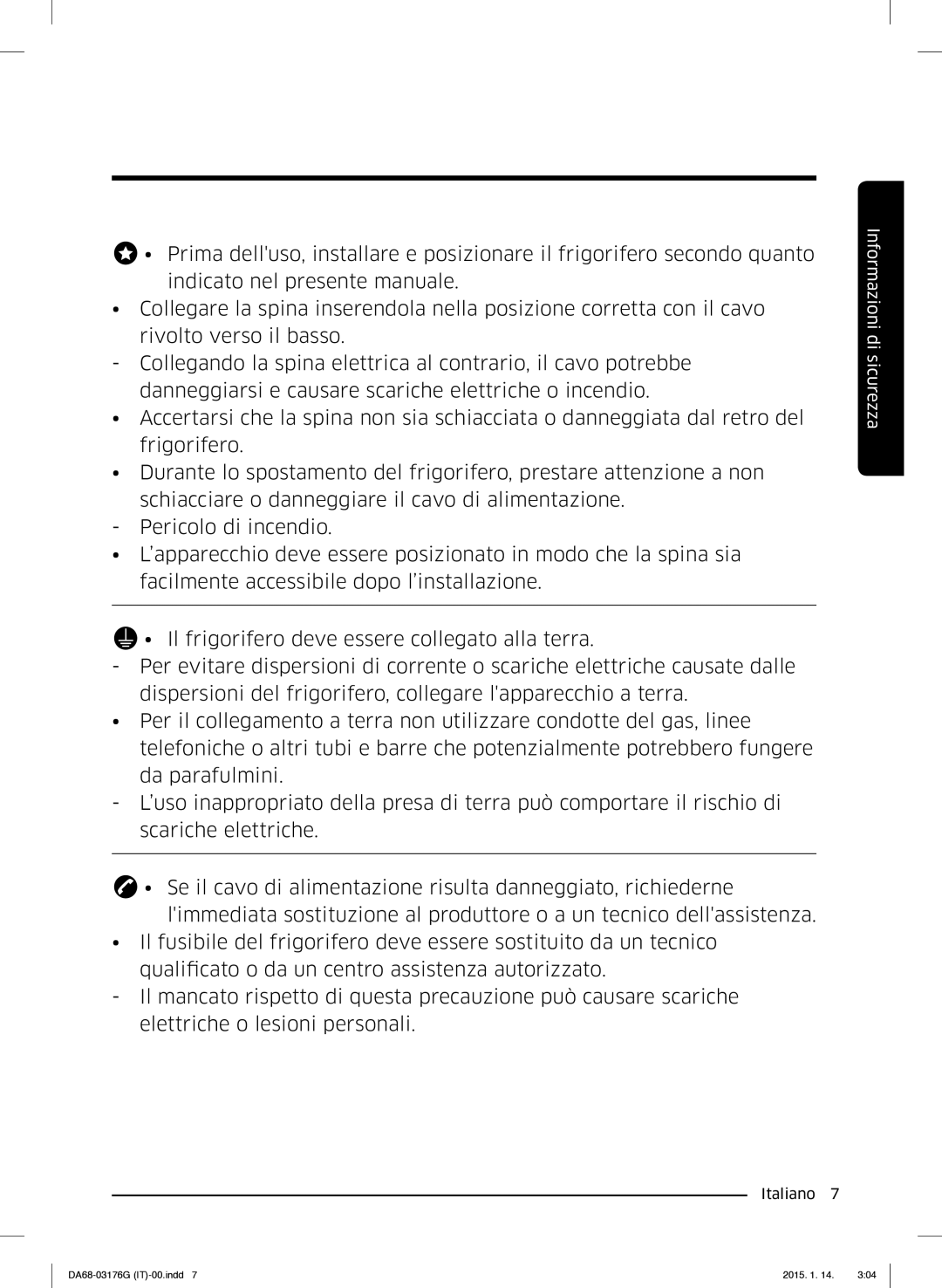 Samsung RH56J69187F/EF manual Informazioni di sicurezza 