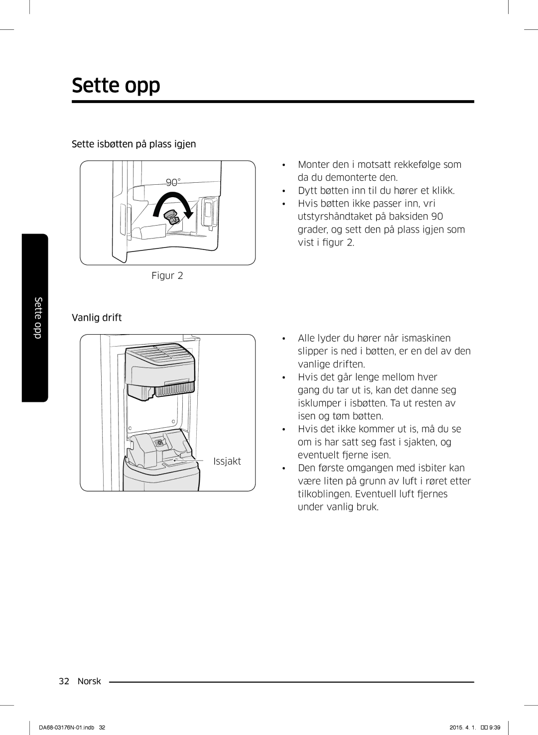 Samsung RH56J69187F/EF manual Sette opp 