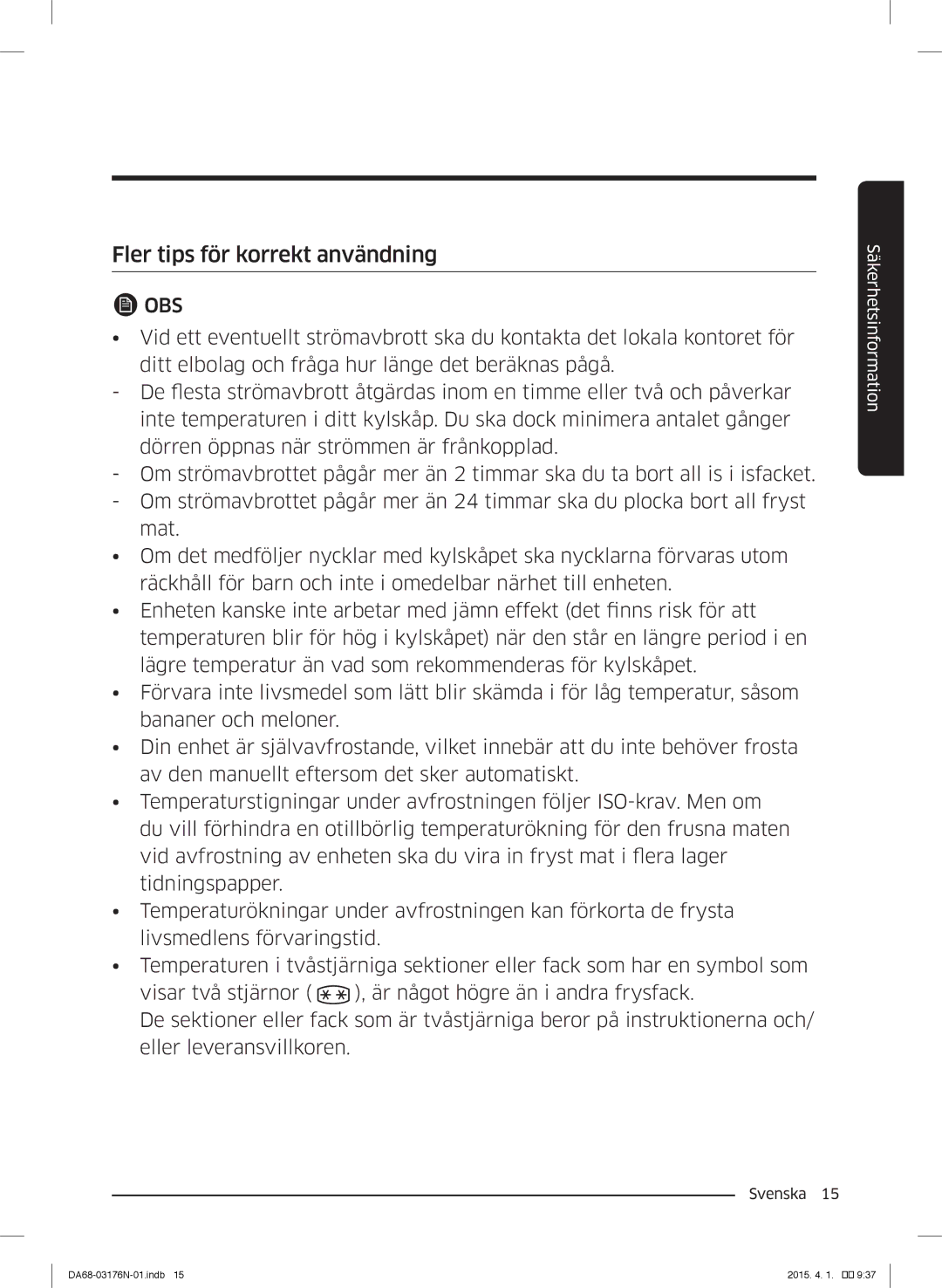 Samsung RH56J69187F/EF manual Fler tips för korrekt användning 