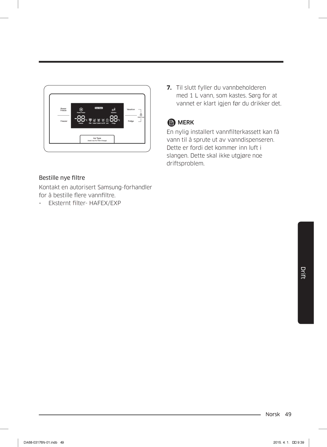 Samsung RH56J69187F/EF manual Merk 