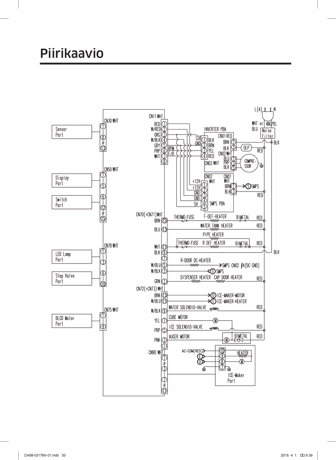 Samsung RH56J69187F/EF manual Piirikaavio 