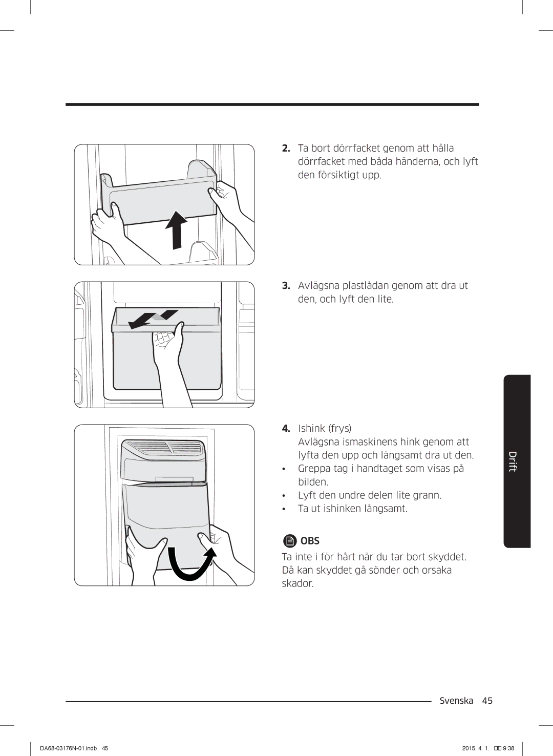 Samsung RH56J69187F/EF manual Obs 