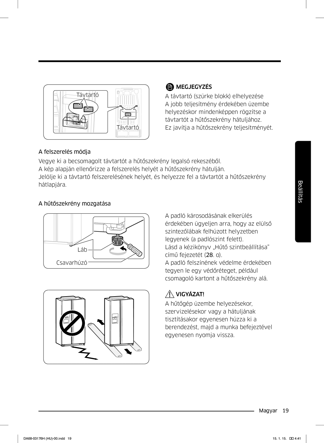 Samsung RH56J69187F/EF manual Megjegyzés 