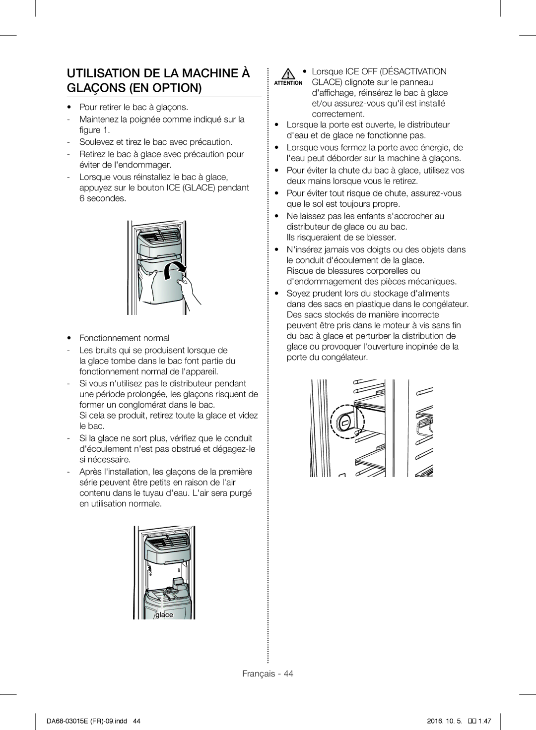 Samsung RH57H90507F/EF manual Utilisation DE LA Machine À Glaçons EN Option 