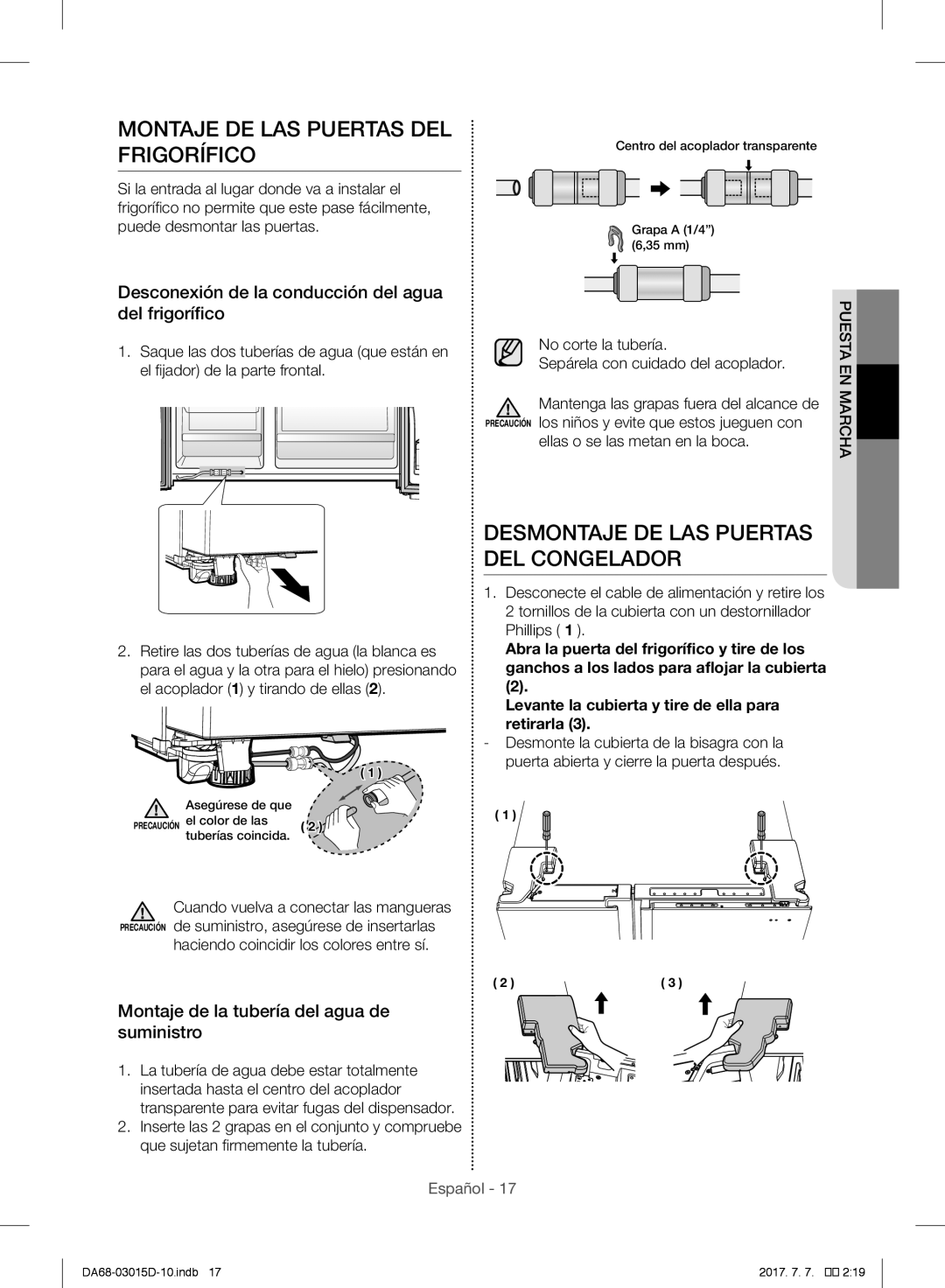 Samsung RH57H90M07F/ES, RH57H90507F/EO Montaje DE LAS Puertas DEL Frigorífico, Desmontaje DE LAS Puertas DEL Congelador 