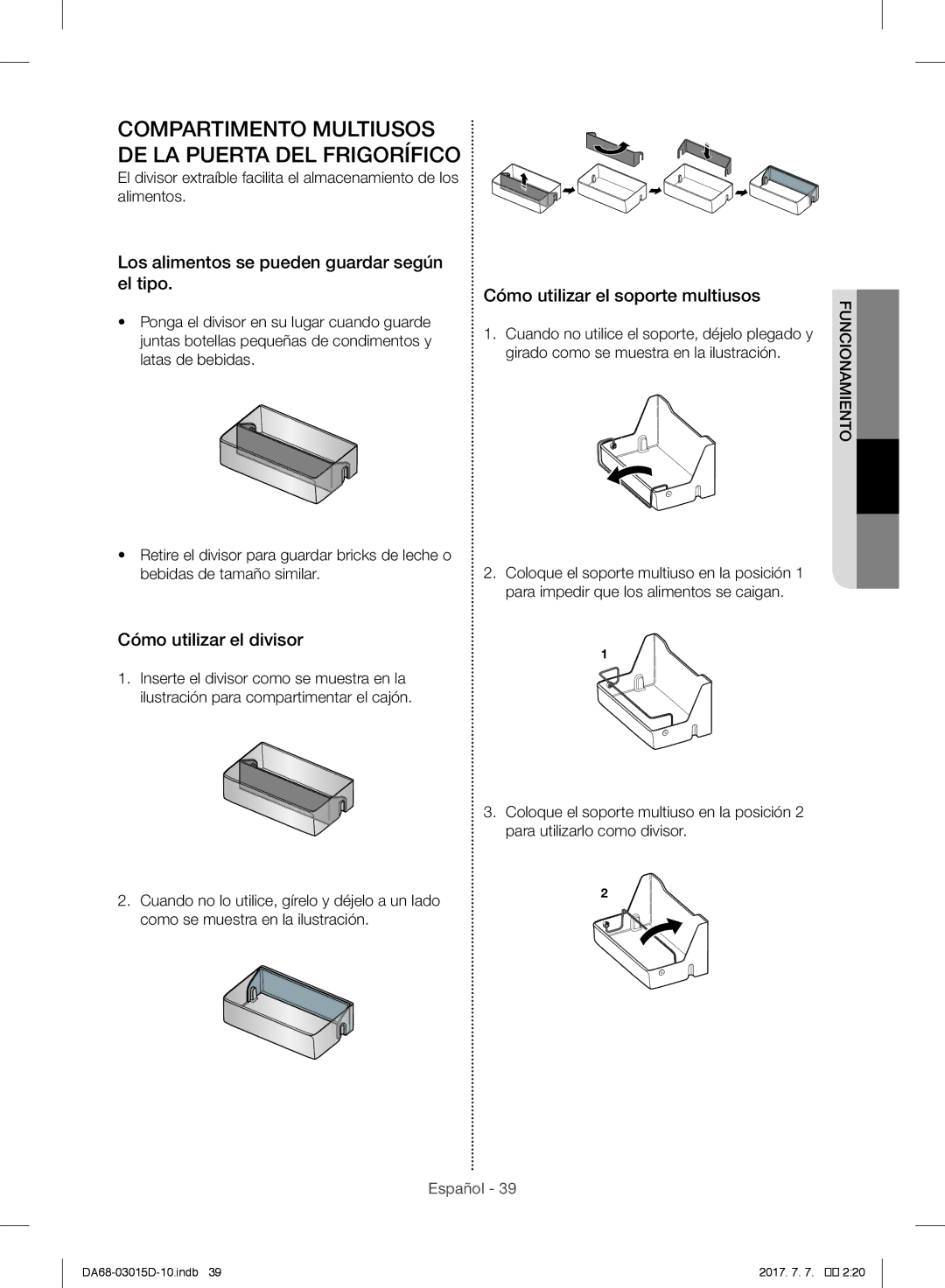 Samsung RH57H90507F/EO, S24CHPSGQN/XEF manual Los alimentos se pueden guardar según el tipo, Cómo utilizar el divisor 