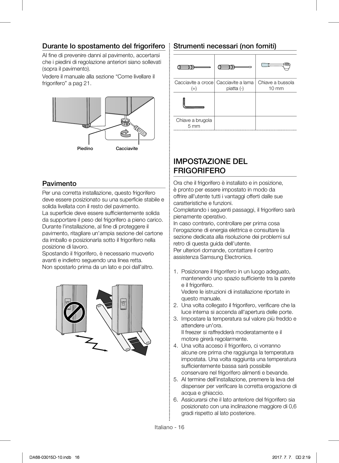 Samsung S24CHVSGQN/XEN, RH57H90507F/EO, S24CHPSGQN/XEF, S24CHVSGQN/XEF manual Impostazione DEL Frigorifero, Pavimento 