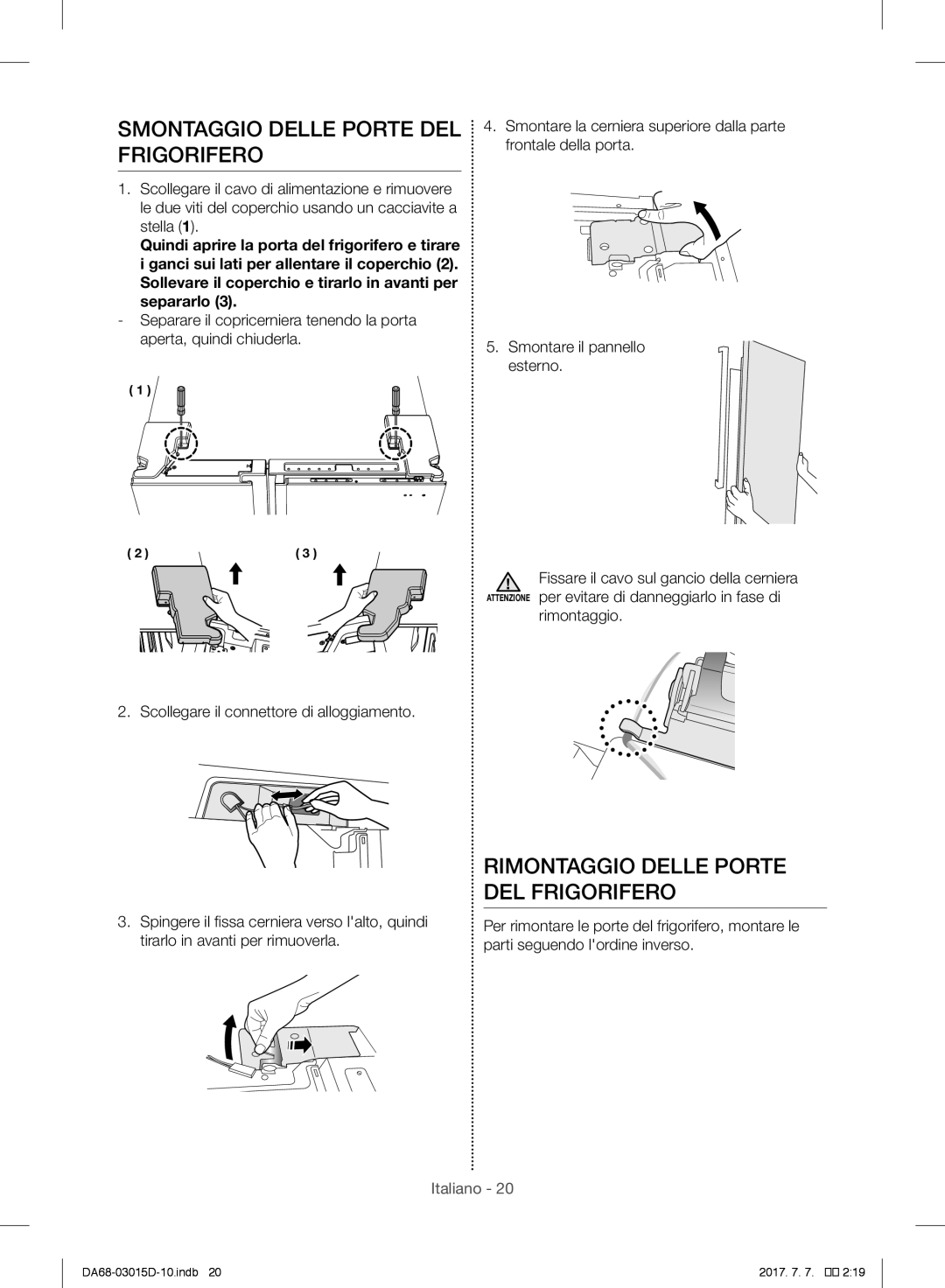 Samsung RH57H90M07F/ES, RH57H90507F/EO Smontaggio Delle Porte DEL Frigorifero, Rimontaggio Delle Porte DEL Frigorifero 