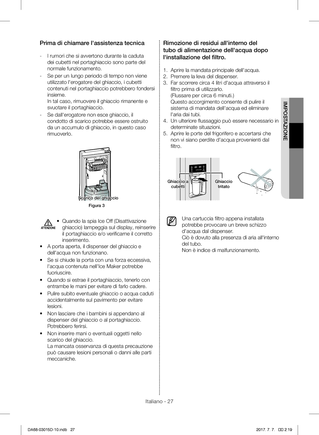 Samsung RH57H90507F/EO, S24CHPSGQN/XEF manual Prima di chiamare lassistenza tecnica, Non è indice di malfunzionamento 