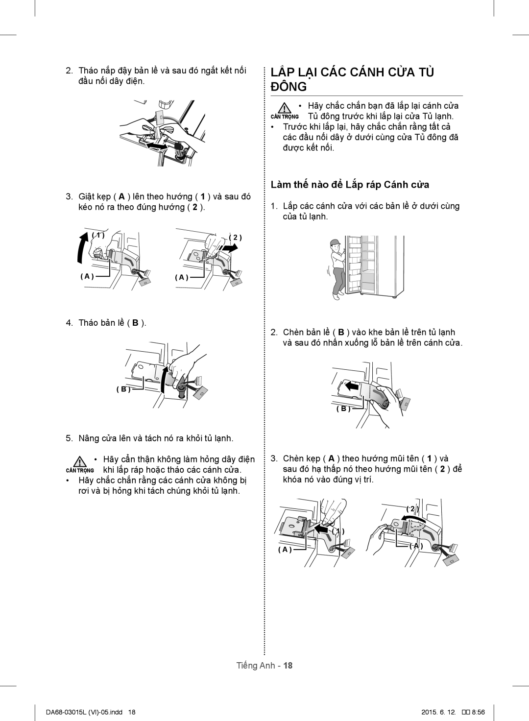 Samsung RH57H90507H/SV, RH57H80307H/SV, RH60H8130WZ/SV manual LẮP LẠI CÁC Cánh CỬA TỦ Đông, Làm thế nào để Lắp ráp Cánh cửa 