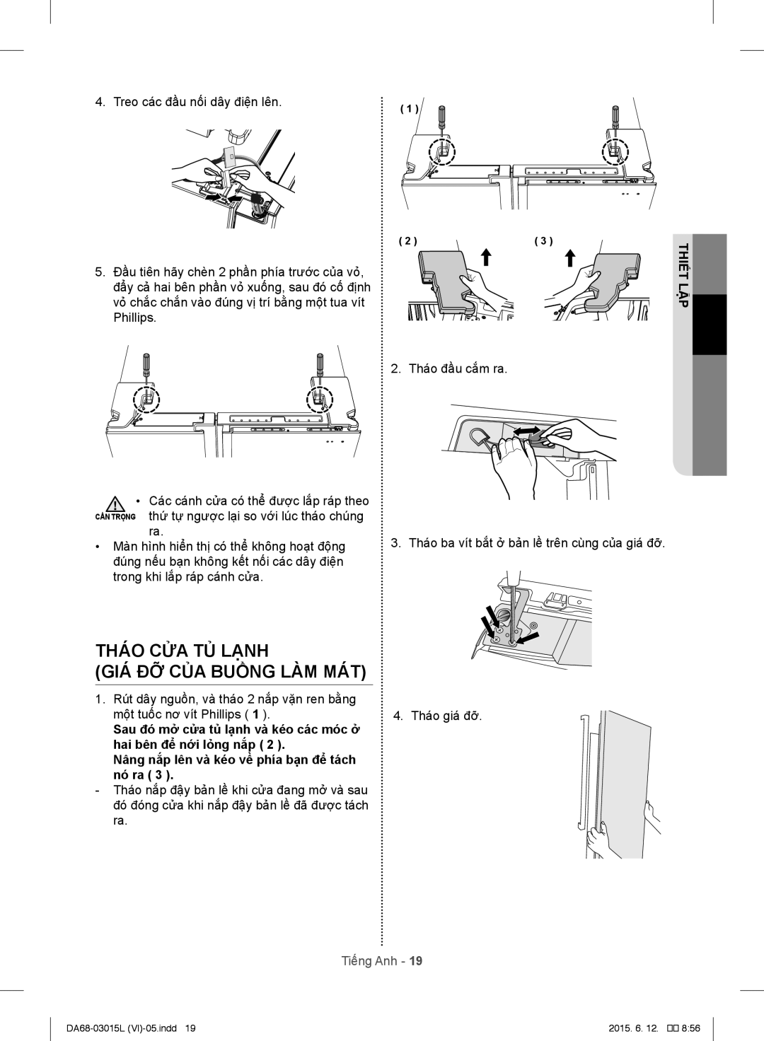 Samsung RH57H80307H/SV, RH57H90507H/SV, RH60H8130WZ/SV manual Tháo CỬA TỦ Lạnh GIÁ ĐỠ CỦA Buồng LÀM MÁT 