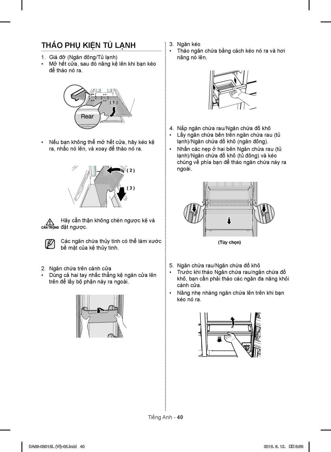 Samsung RH57H80307H/SV, RH57H90507H/SV, RH60H8130WZ/SV manual Tháo PHỤ Kiện TỦ Lạnh 