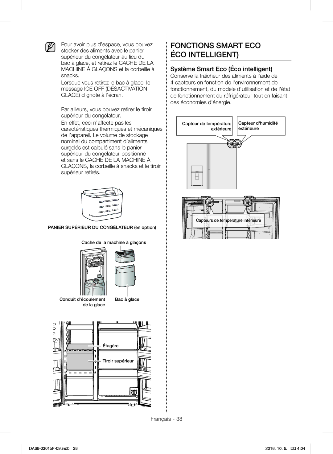 Samsung RH57H90607F/WS, RH57H90607F/EG manual Fonctions Smart ECO ÉCO Intelligent, Système Smart Eco Éco intelligent 