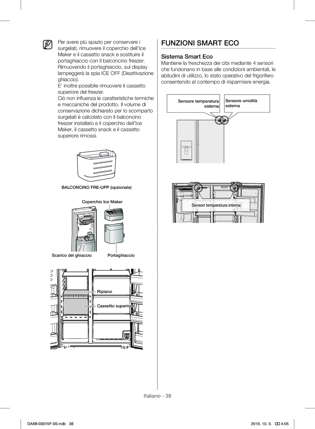 Samsung RH57H90607F/WS, RH57H90607F/EG manual Funzioni Smart ECO, Sistema Smart Eco 