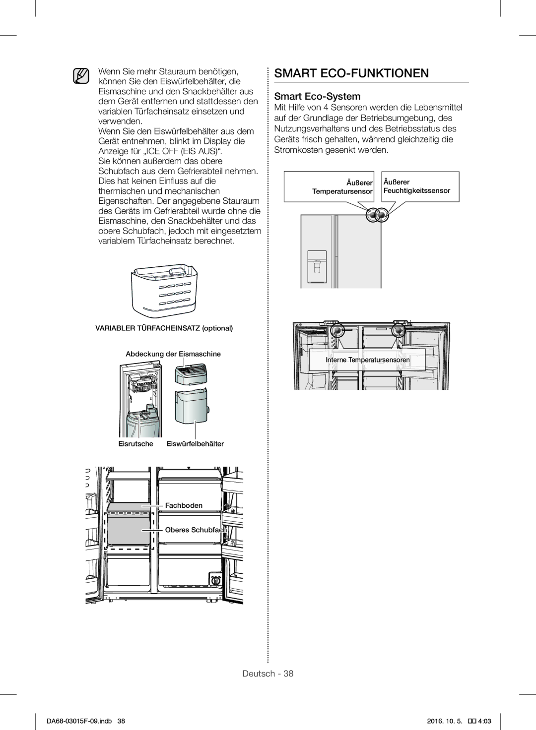 Samsung RH57H90607F/WS, RH57H90607F/EG manual Smart ECO-FUNKTIONEN, Smart Eco-System 