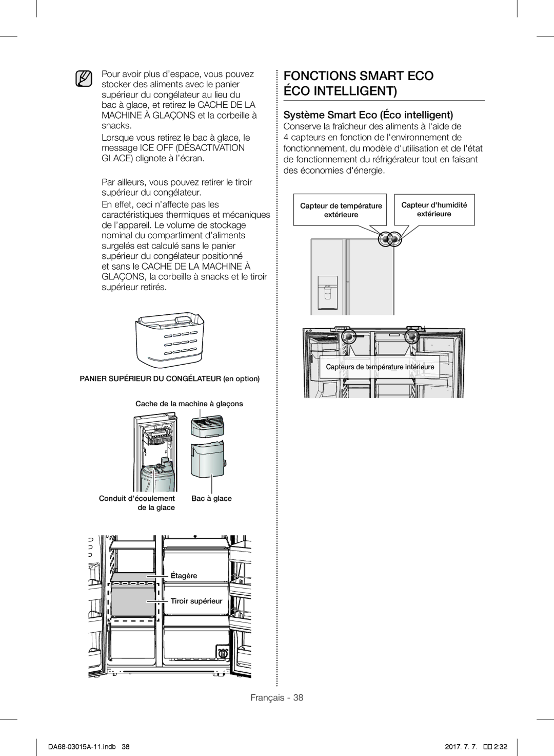 Samsung RH57H90507F/EF, RH57H90707F/EG manual Fonctions Smart ECO ÉCO Intelligent, Système Smart Eco Éco intelligent 