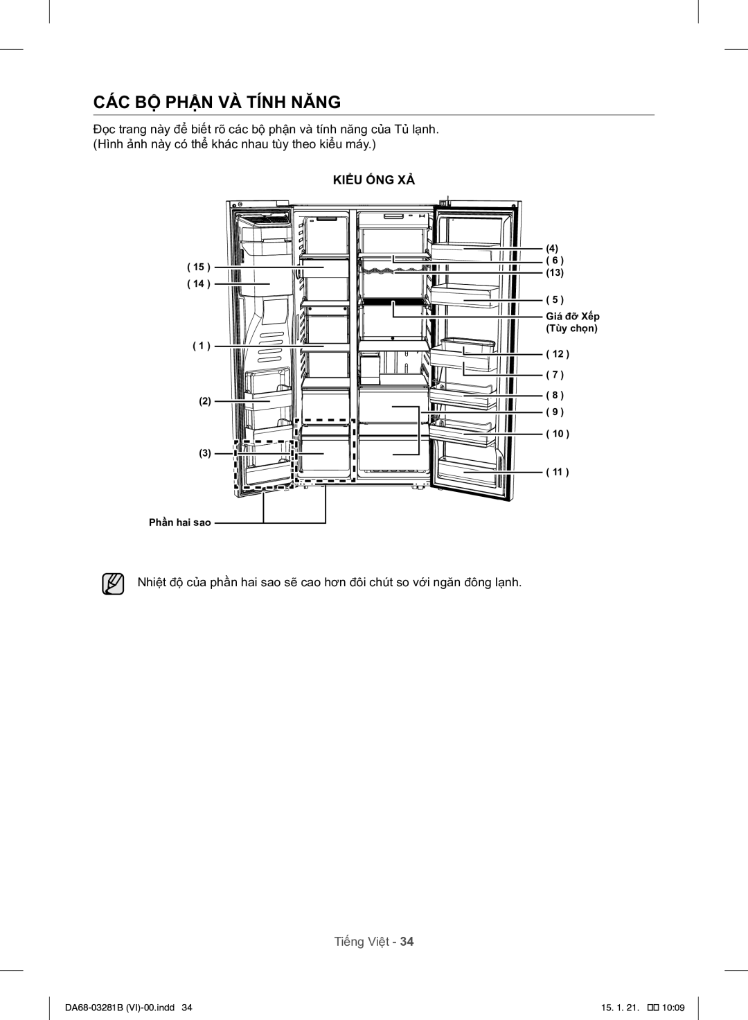 Samsung RH57J90407F/SV manual CÁC BỘ Phận VÀ Tính Năng 