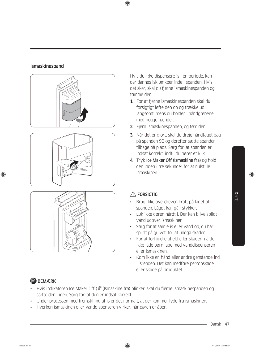 Samsung RH58K6697SL/EE manual Ismaskinespand 