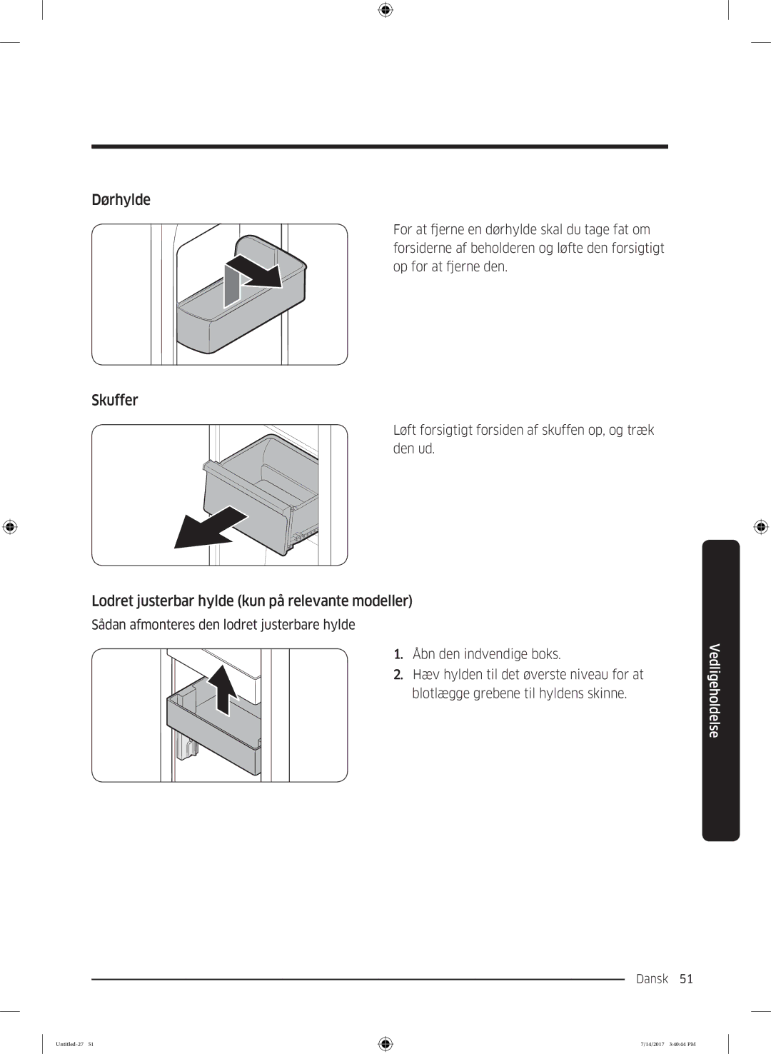 Samsung RH58K6697SL/EE manual Dørhylde, Skuffer 