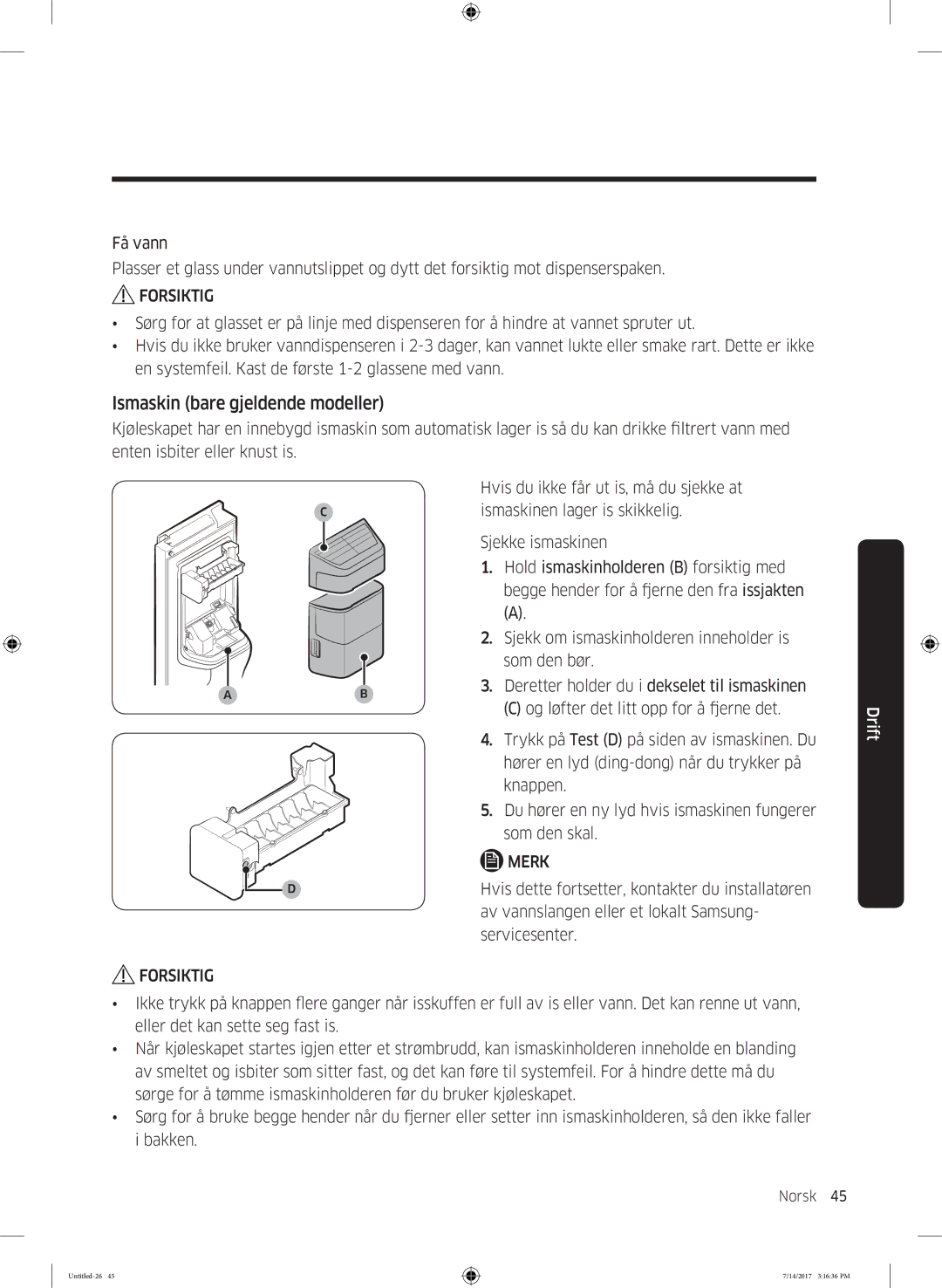 Samsung RH58K6697SL/EE manual Ismaskin bare gjeldende modeller 