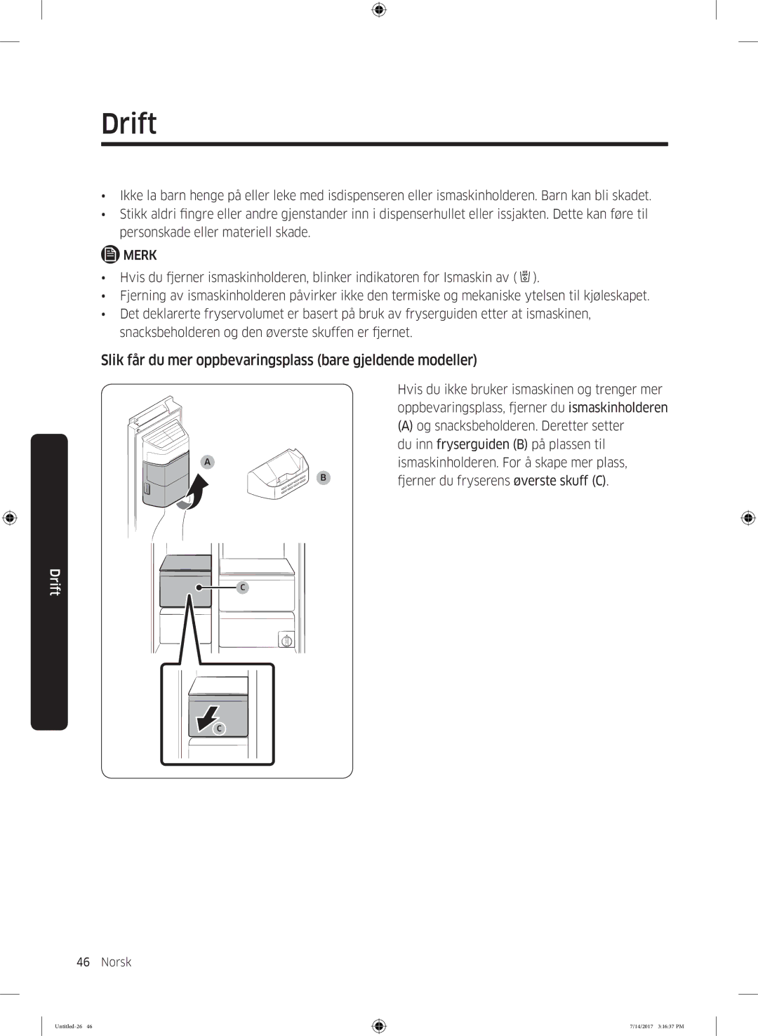 Samsung RH58K6697SL/EE manual Slik får du mer oppbevaringsplass bare gjeldende modeller 