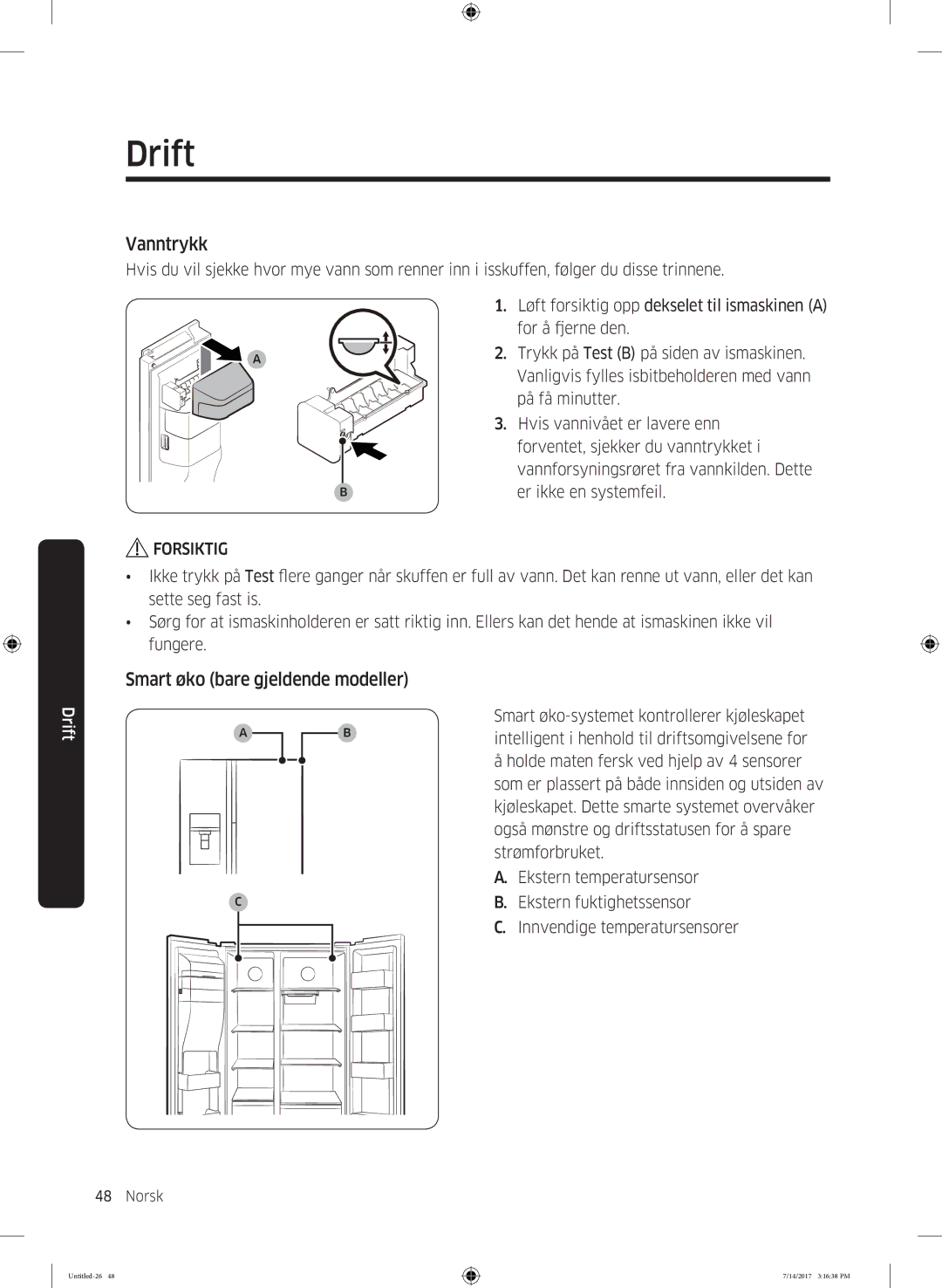 Samsung RH58K6697SL/EE manual Vanntrykk, Smart øko bare gjeldende modeller 