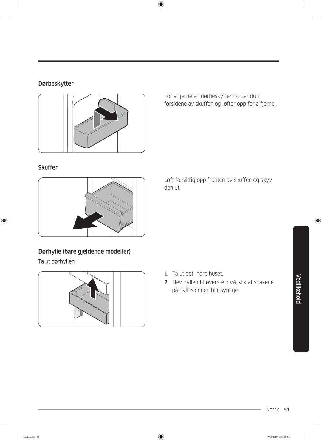 Samsung RH58K6697SL/EE manual Dørbeskytter, Skuffer 