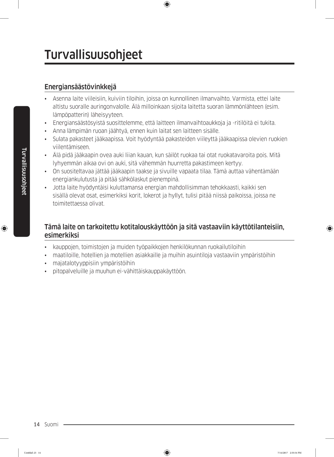 Samsung RH58K6697SL/EE manual Energiansäästövinkkejä 