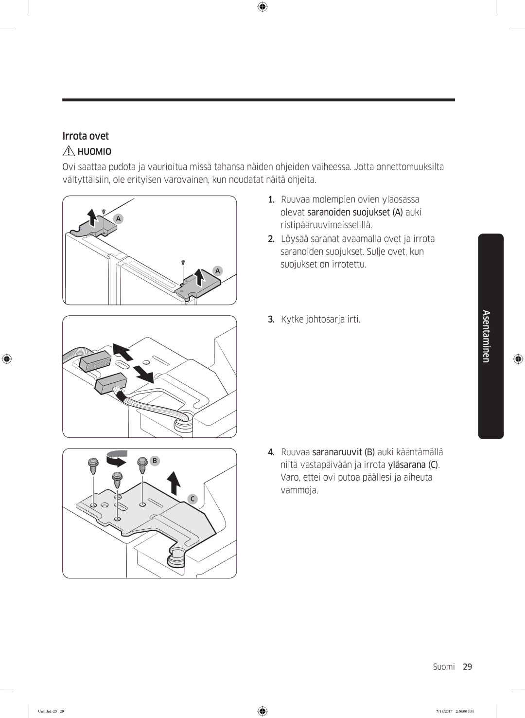 Samsung RH58K6697SL/EE manual Irrota ovet 