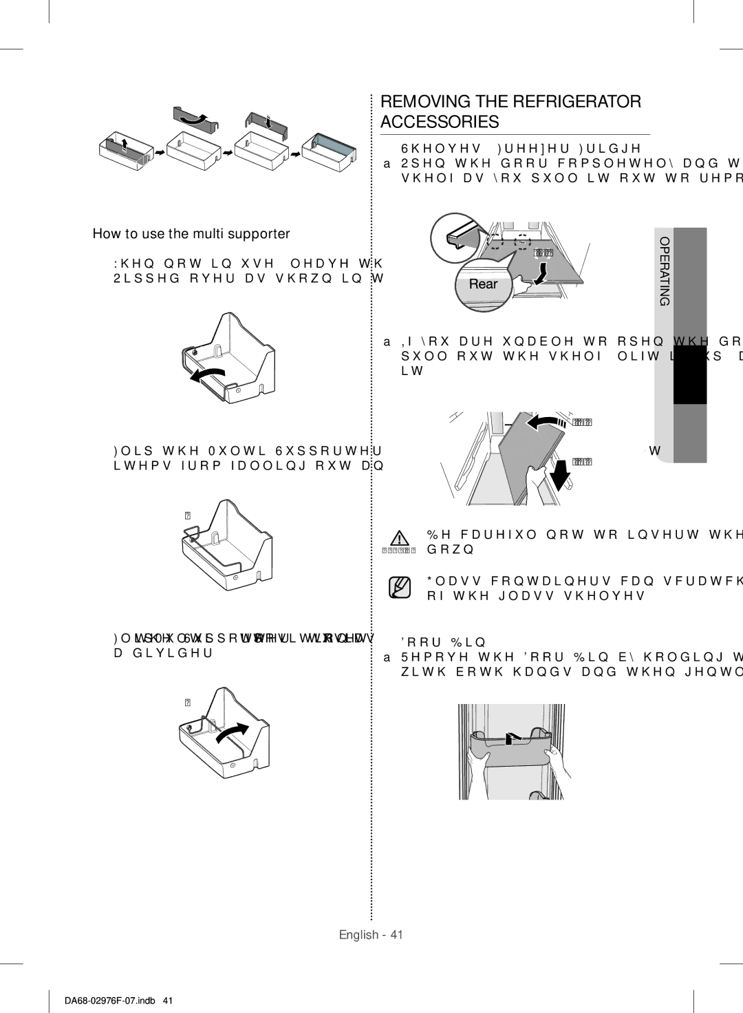 Samsung RH77H90507F/ML manual Removing the Refrigerator Accessories, How to use the multi supporter 