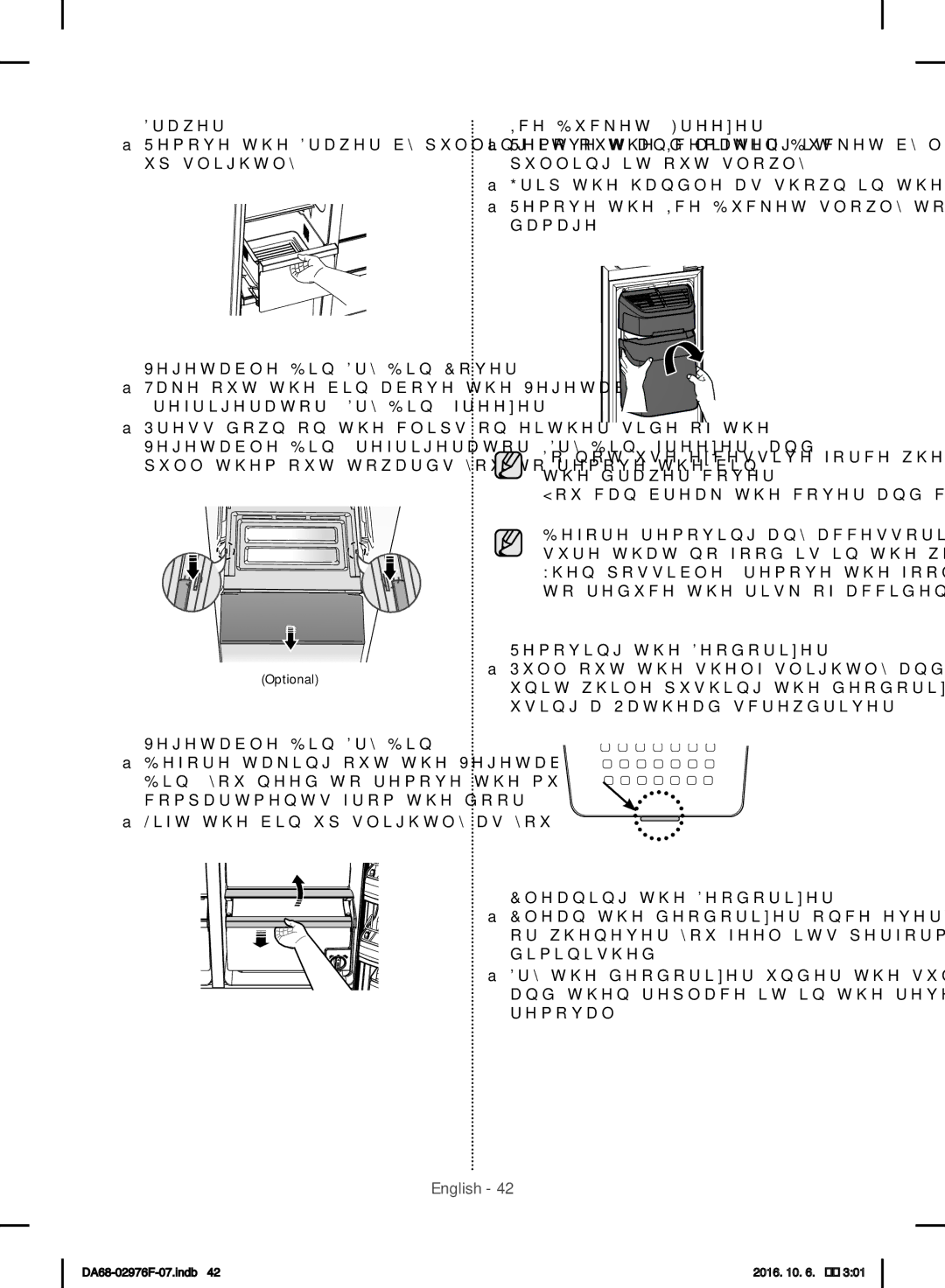 Samsung RH77H90507F/ML manual Vegetable Bin/Dry Bin 